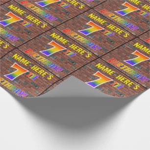 Papel De Presente Grafite Arco-Íris Parece 7 ANIVERSÁRIO! Nome & per