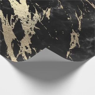 Papel De Presente Grafite de Cinza Negra Dourada Marble Shiny VIP