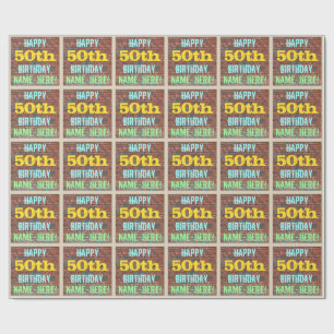 Papel De Presente Grafite de Muro de Brick Inspirado no 50º Anivers