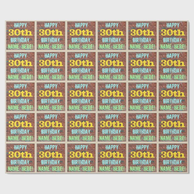 Papel De Presente Grafite de parede de tijolos inspirado aniversário (Aberto)