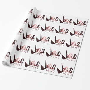 Papel De Presente GRAFITE JESUS SAVES em vermelho