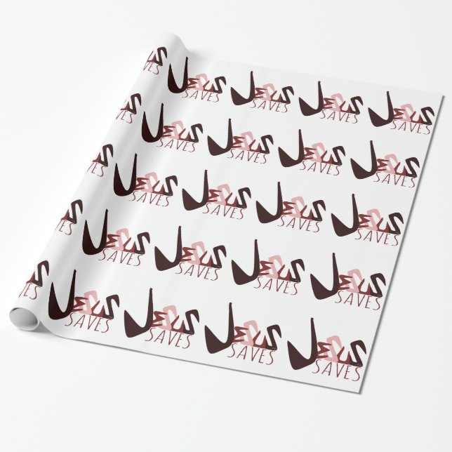 Papel De Presente GRAFITE JESUS SAVES em vermelho (Desenrolado)