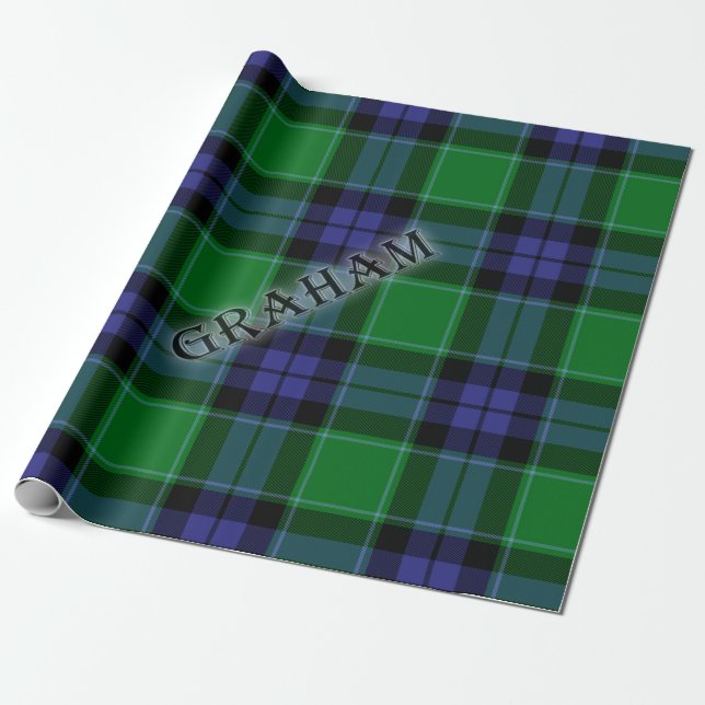 Papel De Presente Graham Tartan com o Sobrenome (Desenrolado)