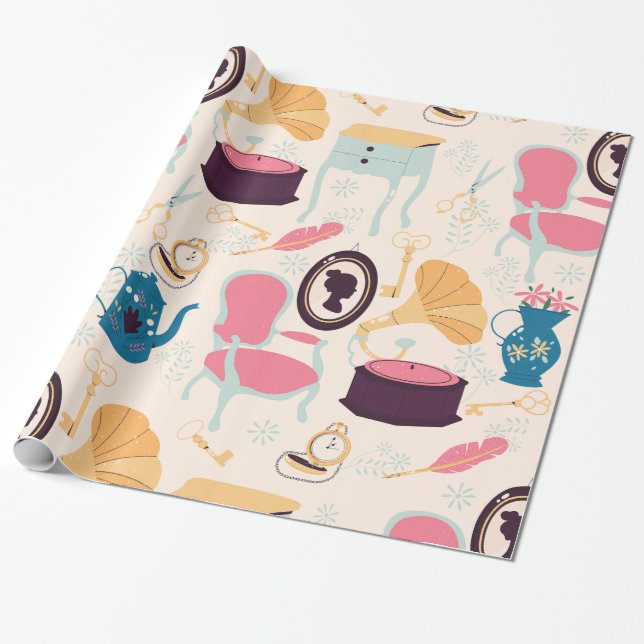 Papel De Presente gramofone fonógrafo antigo vitoriano (Desenrolado)