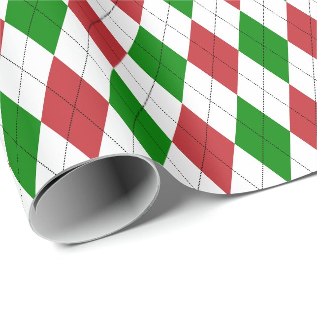 Papel De Presente Grande Argila Escuro Vermelho, Verde e Branco (Ponta do rolo)