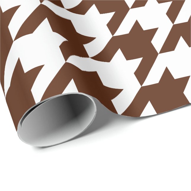 Papel De Presente Grande Brown e Houndstooth branco (Ponta do rolo)
