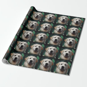 Papel De Presente Grande Cão Pirenéus em Roupa do Dia de São Patríci