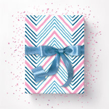 Grande Chevron Zag em Rosa e Aqua Profundo