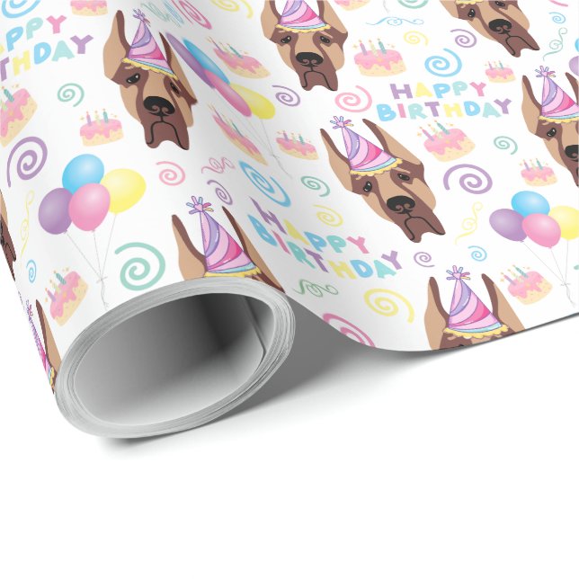 Papel De Presente Grande Dane Birthday Wrappaper (Ponta do rolo)