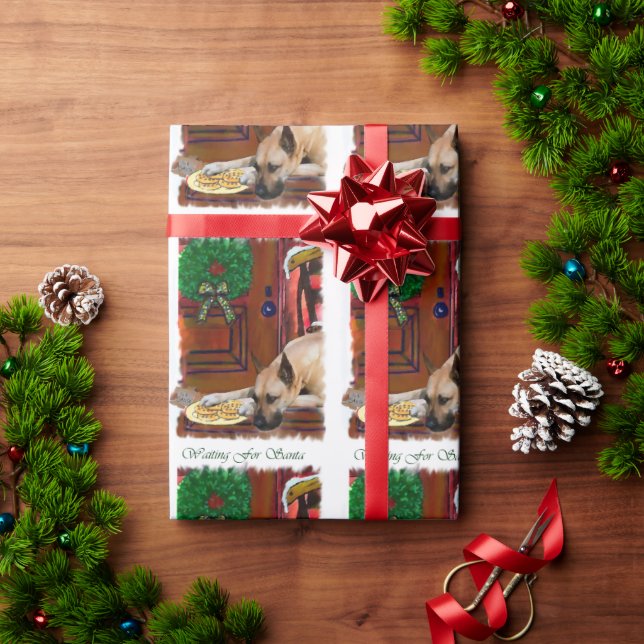 Papel De Presente Grande Dane esperando o Natal (Presente de Natal)