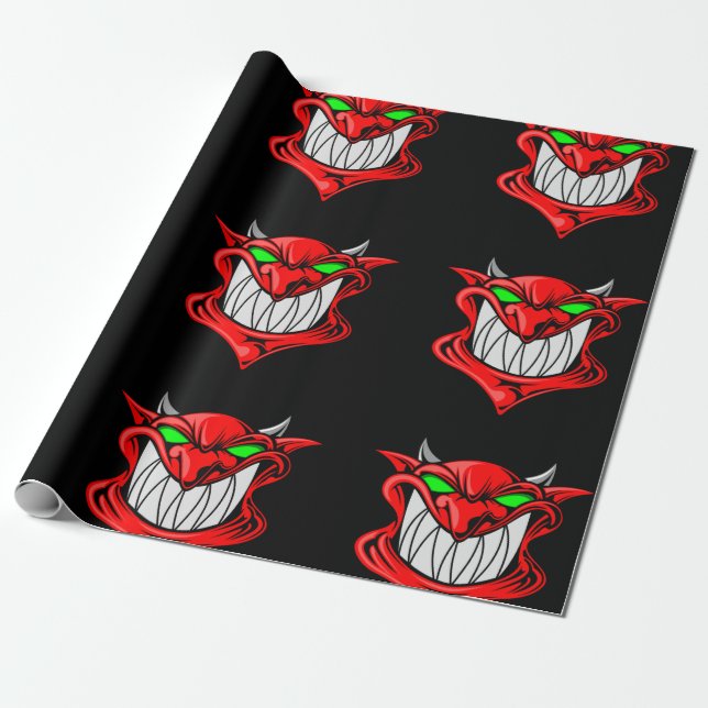 Papel De Presente Grande Diabo Vermelho em Preto (Desenrolado)