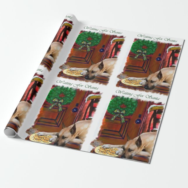 Papel De Presente Grande Dinamarquês Esperando o Natal (Desenrolado)