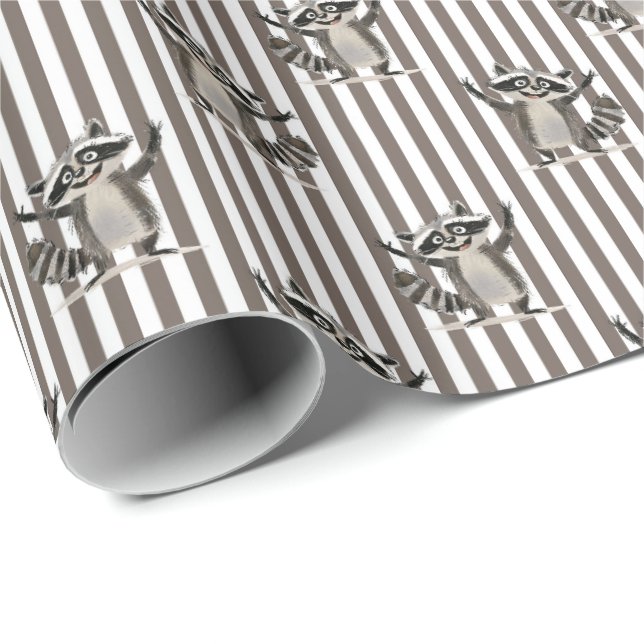 Papel De Presente Grande escala de guaxinim para artesanato ou prese (Ponta do rolo)