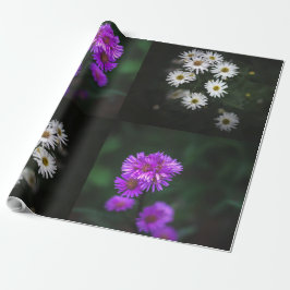 Papel De Presente Grande Jardim de Flores Roxas e Brancas
