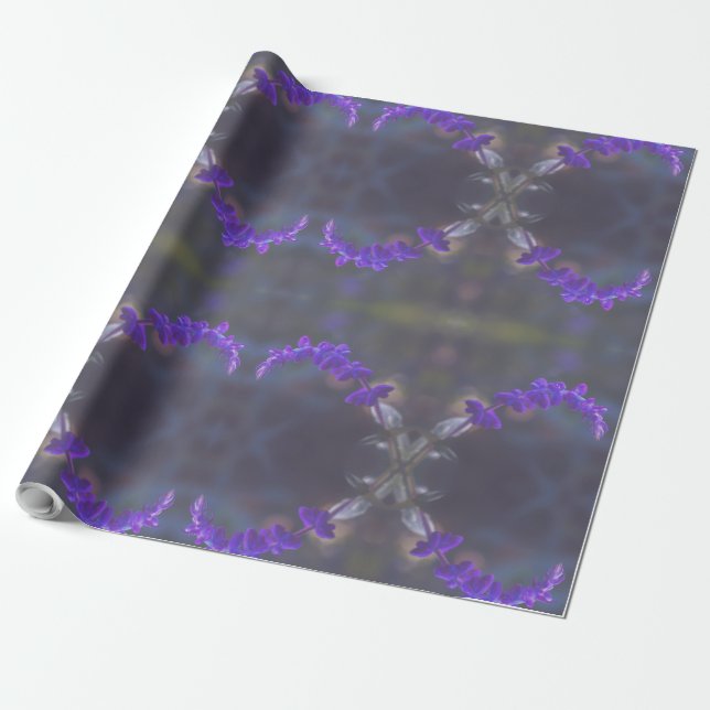 Papel De Presente Grande Jardim Floral Roxo (Desenrolado)