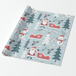 Papel De Presente Grande Padrão Natal do Papai Noel