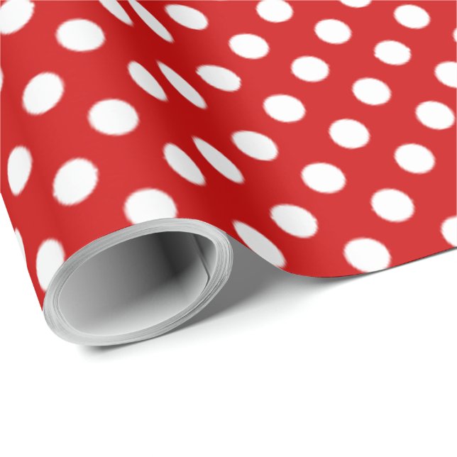Papel De Presente Grande Polka Dotada Design Balão Vermelho (Ponta do rolo)