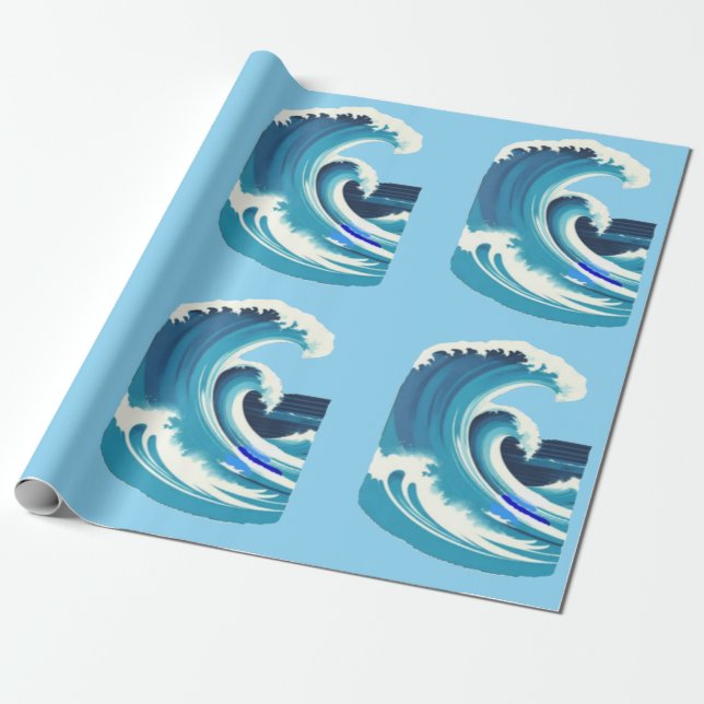 Papel De Presente Grande Surfista de Onda Thunder_Cove (Desenrolado)