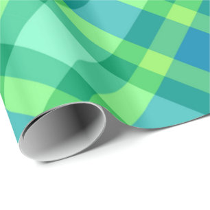 Papel De Presente Grande Xadrez Moderna, Jade Verde e Turquesa