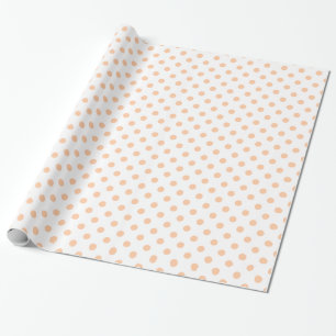 Papel De Presente Grandes bolinhas - pêssego profundo no branco