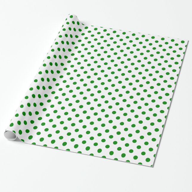 Papel De Presente Grandes bolinhas - verde no branco (Desenrolado)