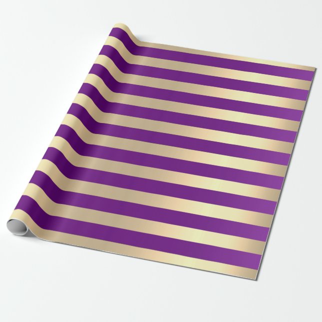 Papel De Presente Grandes Linhas Champaigne Faux Gild Purple (Desenrolado)