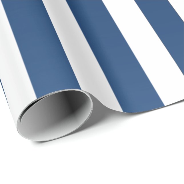 Papel De Presente Grandes Linhas Marinho Azul Branco (Ponta do rolo)