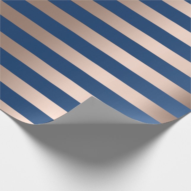 Papel De Presente Grandes Linhas Marinho Azul Bronze bege (Ponta)
