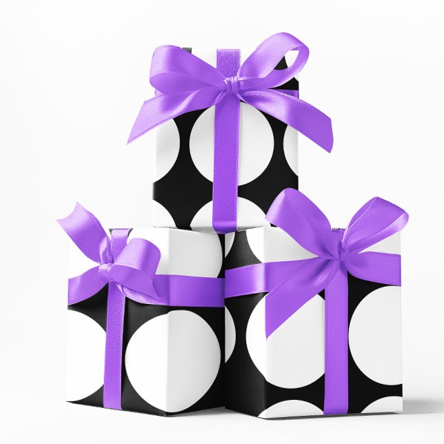 Papel De Presente Grandes pontos brancos (Big White Dots Wrapping Paper)