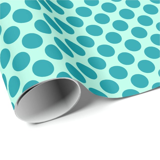 Papel De Presente Grandes pontos retrorreflectores - aqua e turquesa (Ponta do rolo)