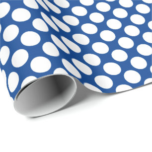 Papel De Presente Grandes pontos retrorreflectores - branco e azul d