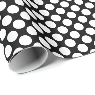 Papel De Presente Grandes pontos retrorreflectores - branco e preto
