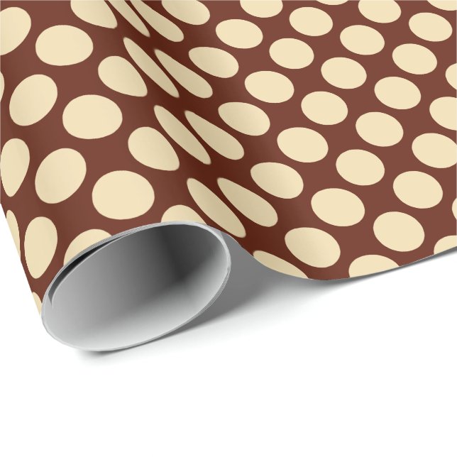 Papel De Presente Grandes pontos retrorreflectores - castanho bronze (Ponta do rolo)