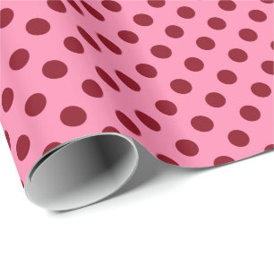 Papel De Presente Grandes pontos retros - Borgonha no rosa