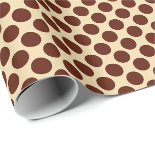 Papel De Presente Grandes pontos retros - castanho chocolate e tan
