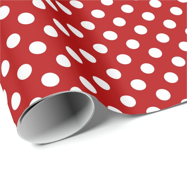 Papel De Presente Grandes pontos retros - vermelho e branco (Ponta do rolo)