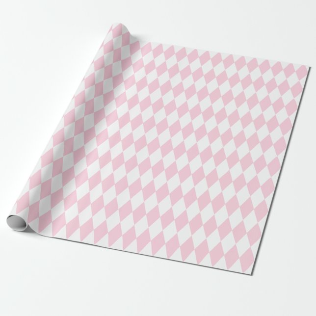 Papel De Presente Grandes Rosas claro e Harlequin Branco (Desenrolado)