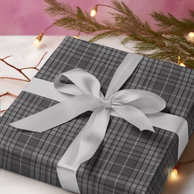 Papel De Presente Granite Cinza Tartan Xadrez (Criador carregado)