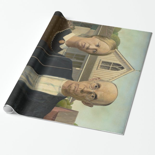 Papel De Presente Grant Wood - Gothic Americano (Desenrolado)