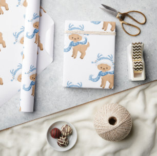 Papel De Presente Grátis Blue Winter Reindet Kids Christmas