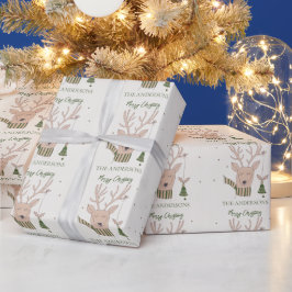 Papel De Presente Grátis Brown Rein Deer Stars Ilustração Natal