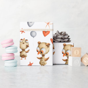 Papel De Presente Grátis Ilustram Estrelas de Bebê e Padrão de Coraç