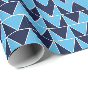 Papel De Presente Gravata azul-marinho azul geométrica triangular 