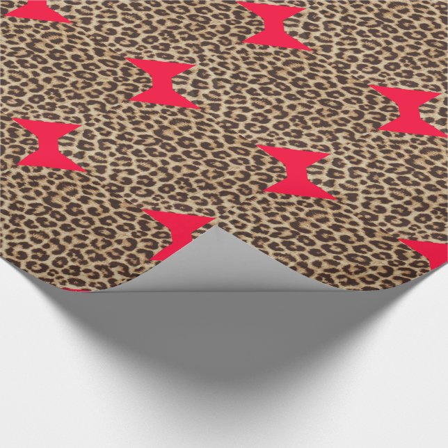 Papel De Presente Gravata Borboleta Vermelha Leopardo (Ponta)