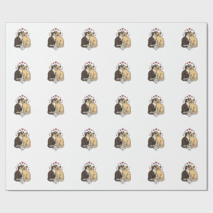 Papel De Presente Grave Engravura Casal de Gato Fofo Amor Design_1