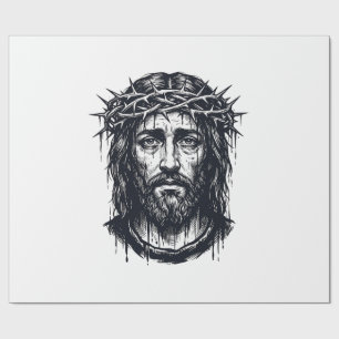 Papel De Presente Grave Engravura Coroa de Espinhos Retrato Sagrado
