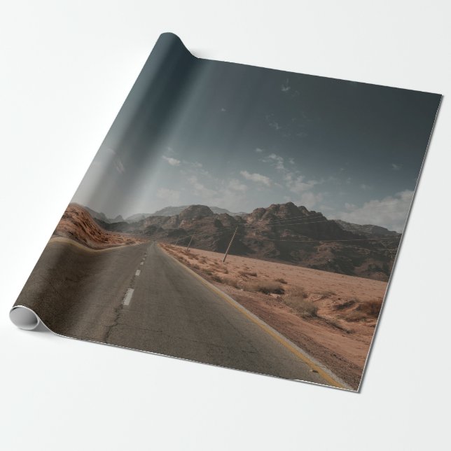 PAPEL DE PRESENTE GRAY ASPHALT ROAD (Desenrolado)