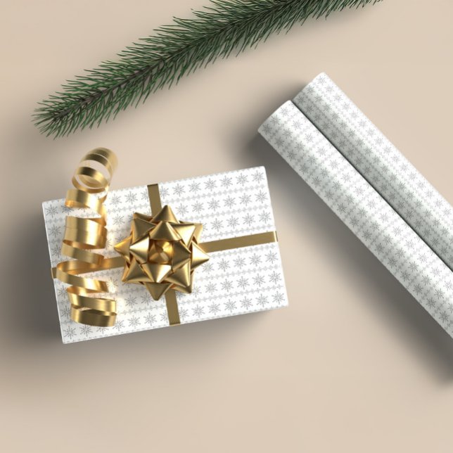 Papel De Presente Gray Christmas Snowflakes Pattern White Background (Criador carregado)