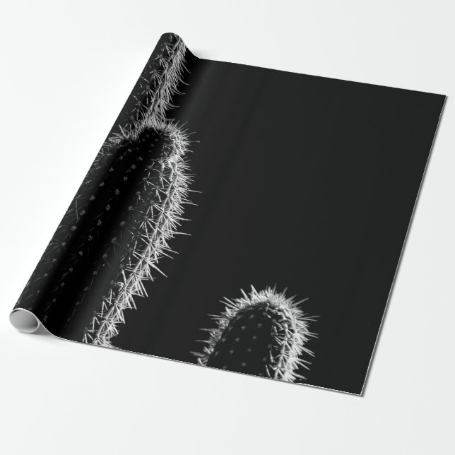 PAPEL DE PRESENTE GRAYSCALE PHOTO OF CACTUS (Desenrolado)