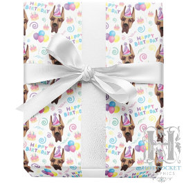Papel De Presente Great Dane Birthday Gift Wrapping Paper White